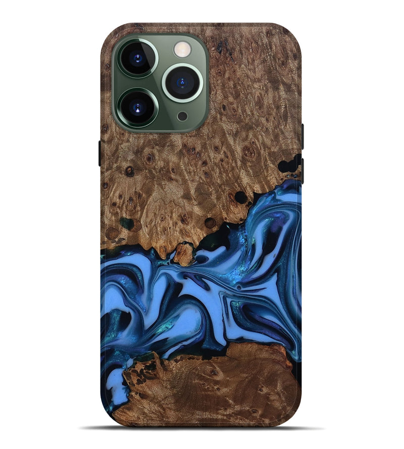 iPhone 13 Pro Max Wood Live Edge Phone Case - Dorris (Blue, 811447)