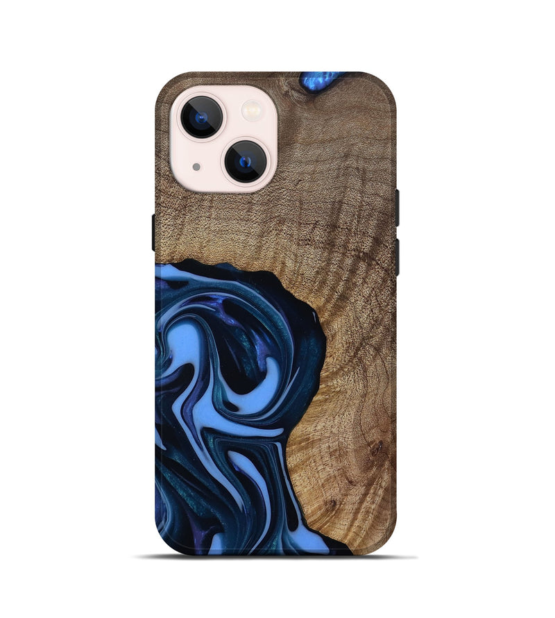 iPhone 13 mini Wood Live Edge Phone Case - Perley (Blue, 811448)