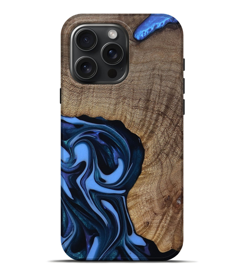 iPhone 16 Pro Max Wood Live Edge Phone Case - Perley (Blue, 811448)