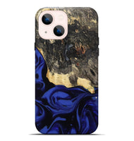 iPhone 14 Plus Wood Live Edge Phone Case - Dania (Blue, 811449)