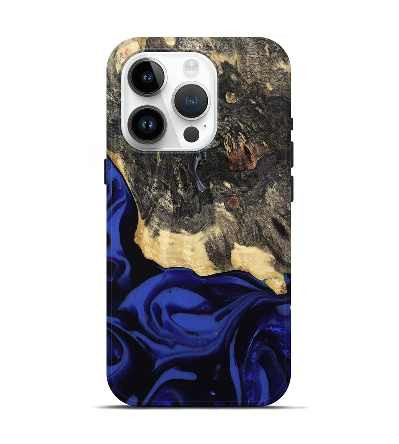 iPhone 15 Pro Wood Live Edge Phone Case - Dania (Blue, 811449)