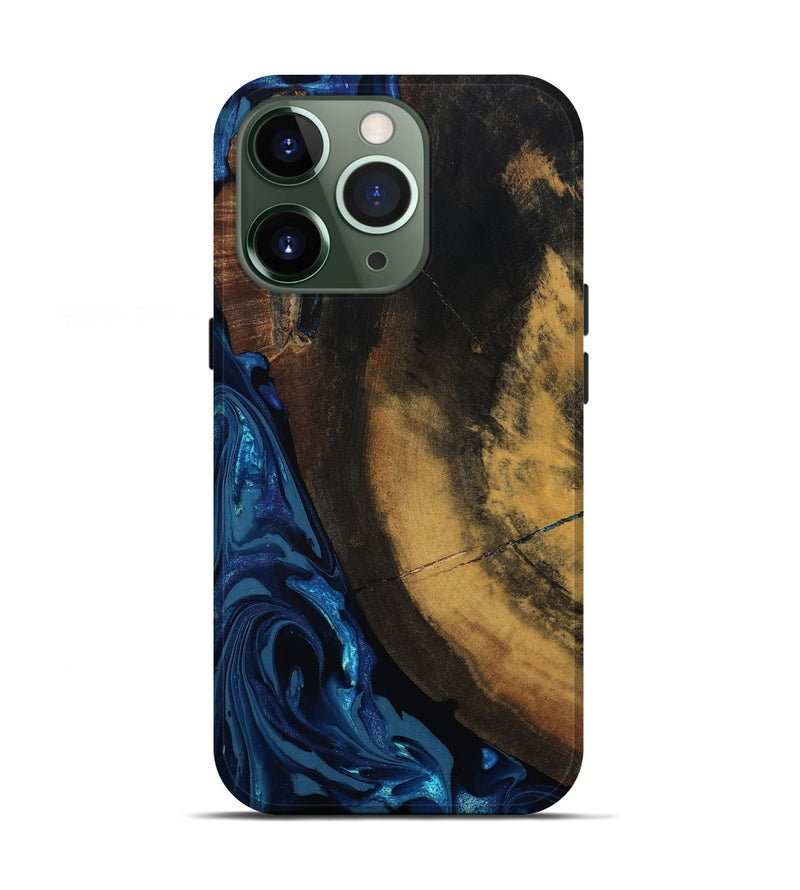 iPhone 13 Pro Wood Live Edge Phone Case - Athena (Blue, 811452)