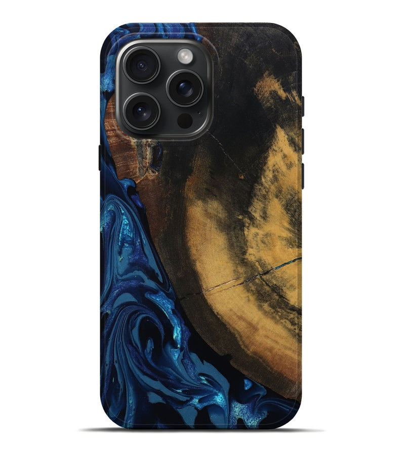 iPhone 16 Pro Max Wood Live Edge Phone Case - Athena (Blue, 811452)