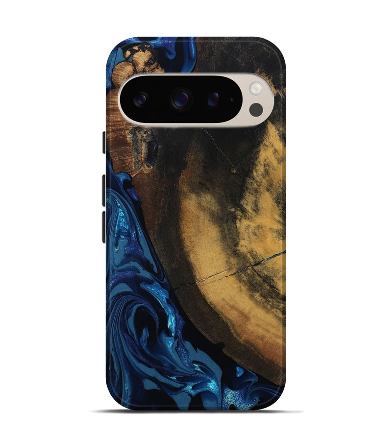 Pixel 9 Wood Live Edge Phone Case - Athena (Blue, 811452)