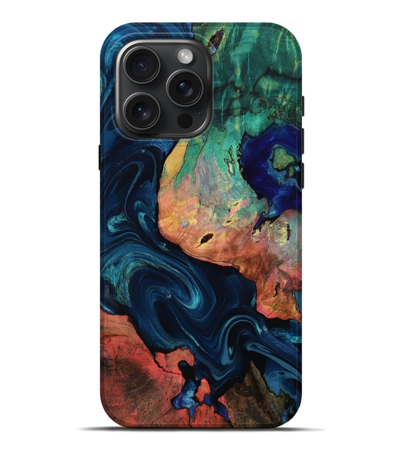 iPhone 16 Pro Max Wood Live Edge Phone Case - Janet (Blue, 811454)