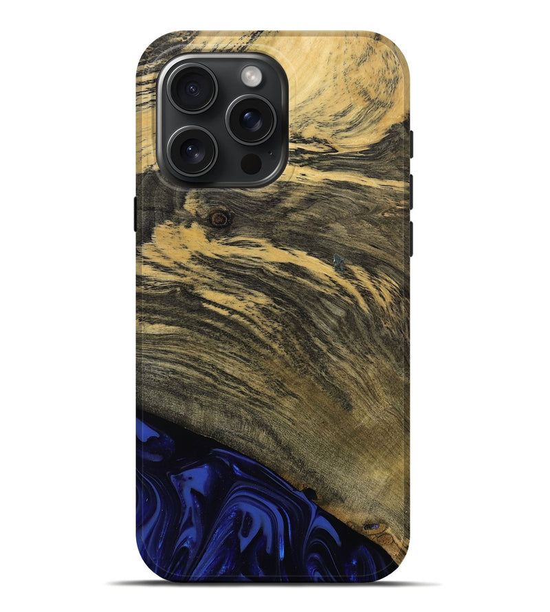 iPhone 16 Pro Max Wood Live Edge Phone Case - Max (Blue, 811455)