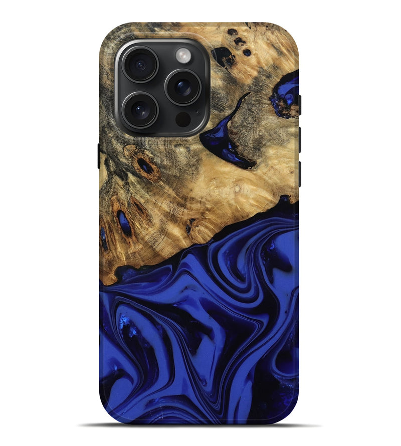 iPhone 16 Pro Max Wood Live Edge Phone Case - Marla (Blue, 811458)