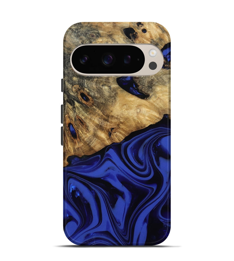 Pixel 9 Wood Live Edge Phone Case - Marla (Blue, 811458)