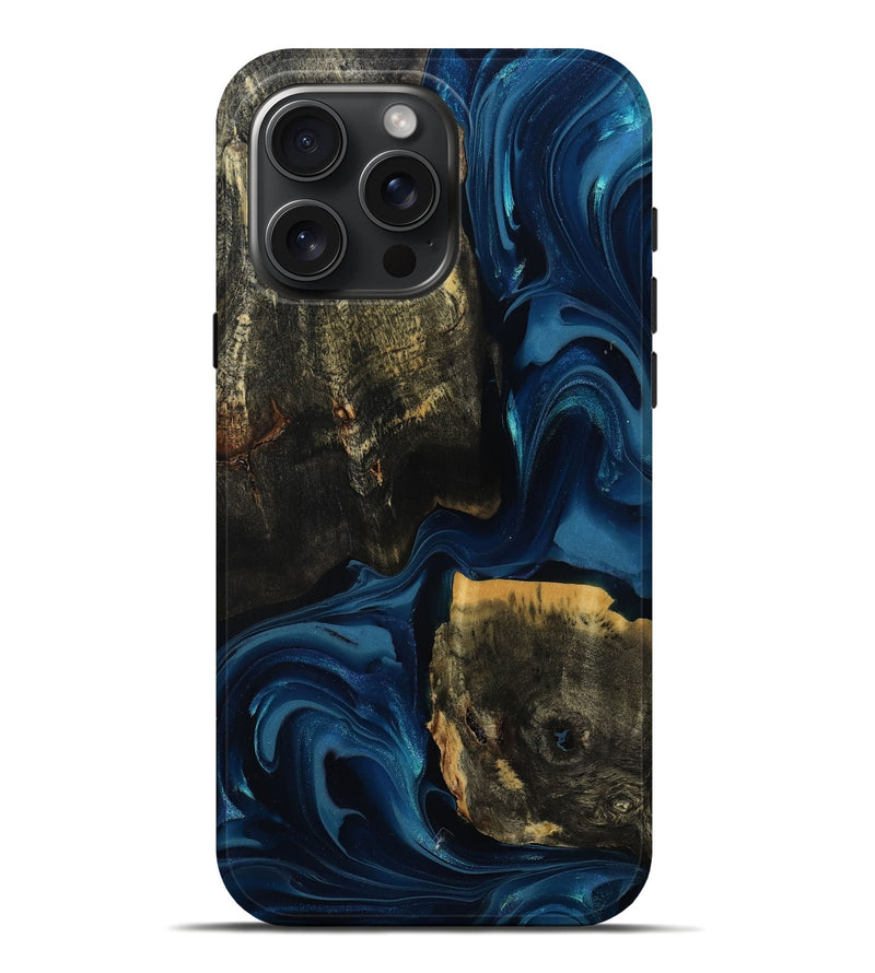 iPhone 16 Pro Max Wood Live Edge Phone Case - Lanny (Blue, 811460)