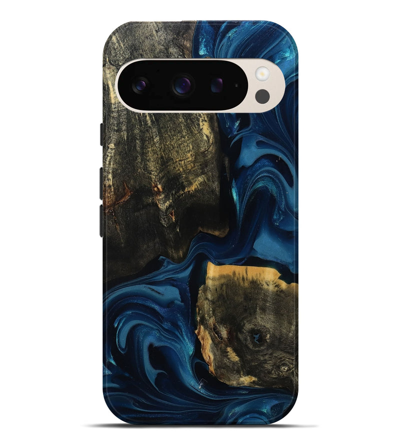 Pixel 9 Pro XL Wood Live Edge Phone Case - Lanny (Blue, 811460)