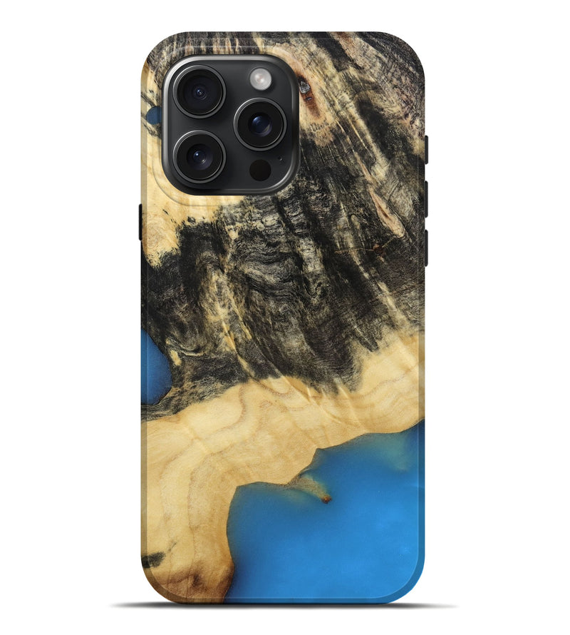 iPhone 16 Pro Max Wood Live Edge Phone Case - Steven (Blue, 811462)