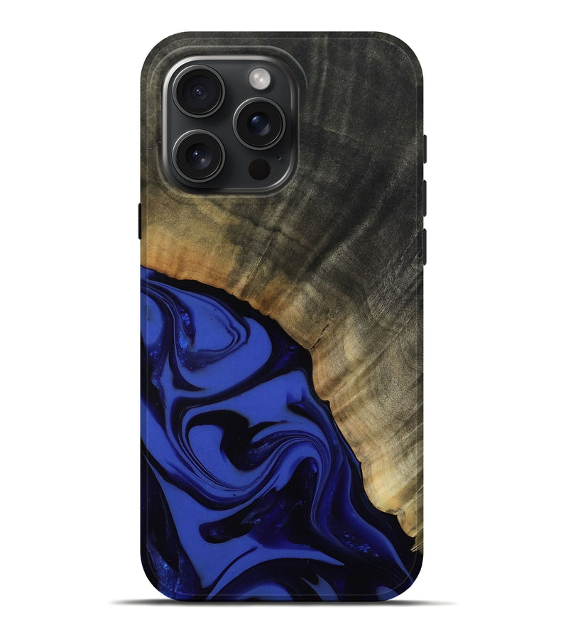 iPhone 16 Pro Max Wood Live Edge Phone Case - Kenneth (Blue, 811464)