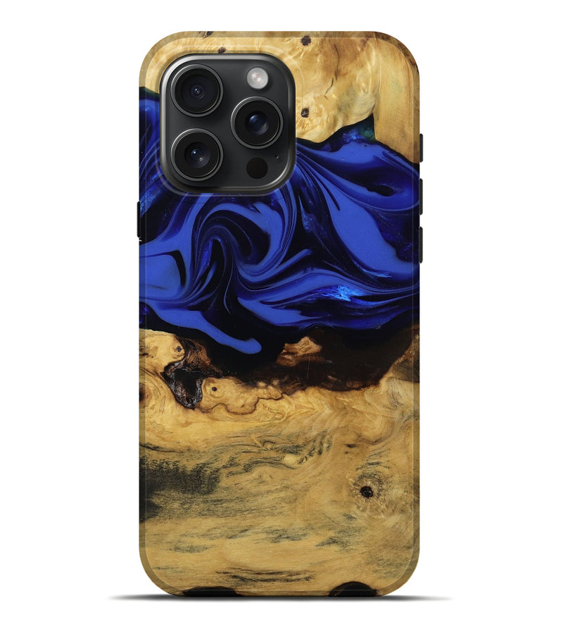 iPhone 16 Pro Max Wood Live Edge Phone Case - Percy (Blue, 811466)