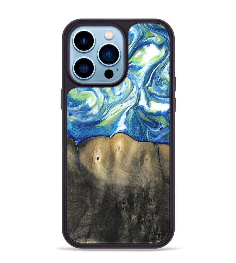 iPhone 14 Pro Max Wood Phone Case - Zaniyah (Blue, 811476)