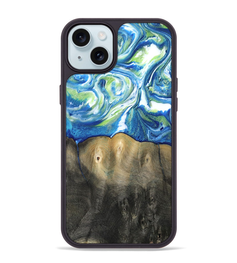 iPhone 15 Plus Wood Phone Case - Zaniyah (Blue, 811476)