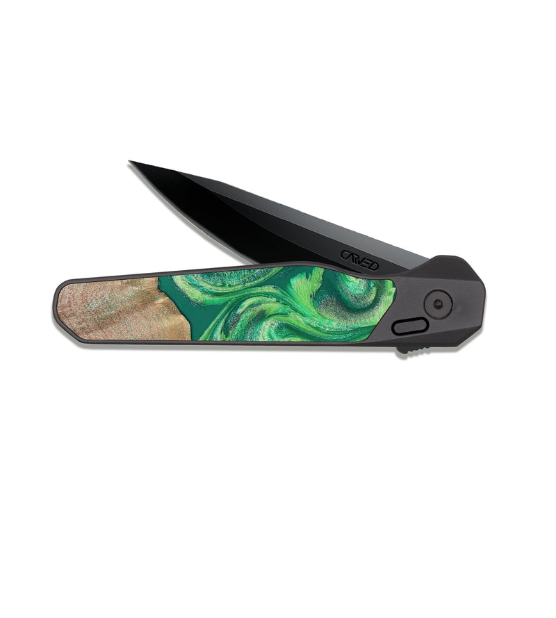 EDC Dark Slate Wood Pocket Knife - Izan (Green, 811559)