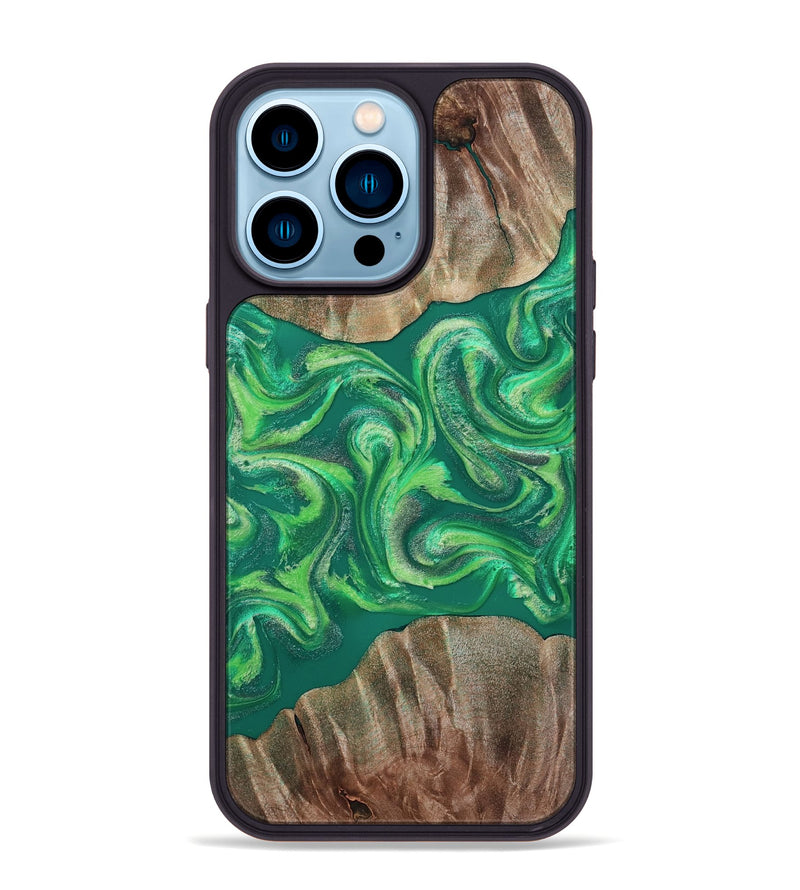 iPhone 14 Pro Max Wood Phone Case - Izan (Green, 811559)