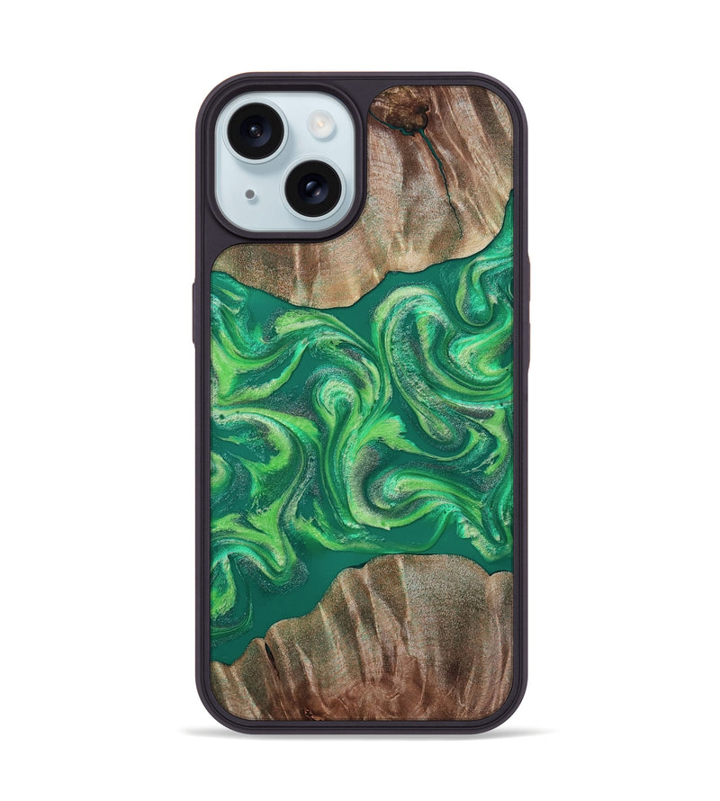 iPhone 15 Wood Phone Case - Izan (Green, 811559)
