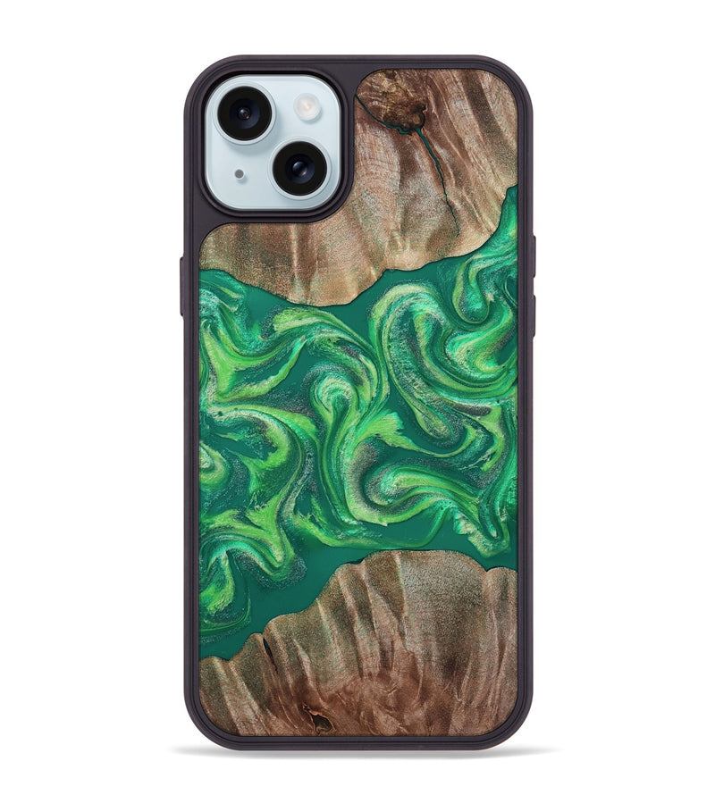 iPhone 15 Plus Wood Phone Case - Izan (Green, 811559)