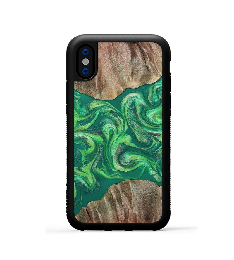 iPhone Xs Wood Phone Case - Izan (Green, 811559)