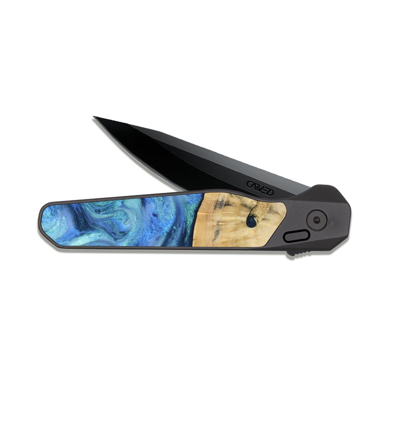 EDC Dark Slate Wood Pocket Knife - Hazel (Blue, 811663)