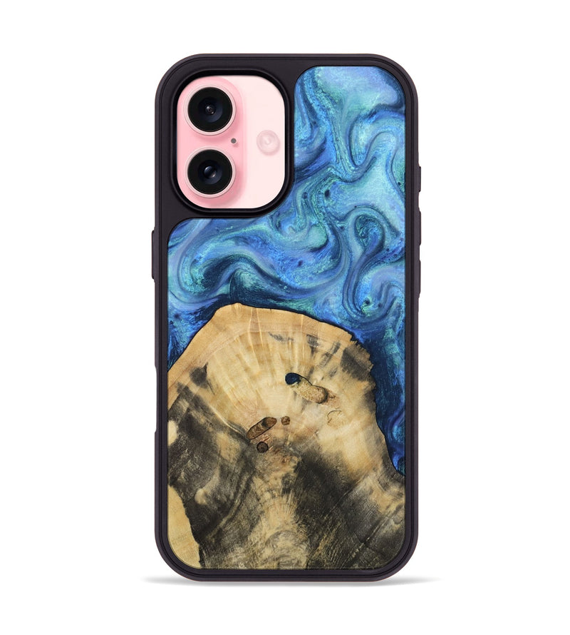 iPhone 16 Wood Phone Case - Hazel (Blue, 811663)