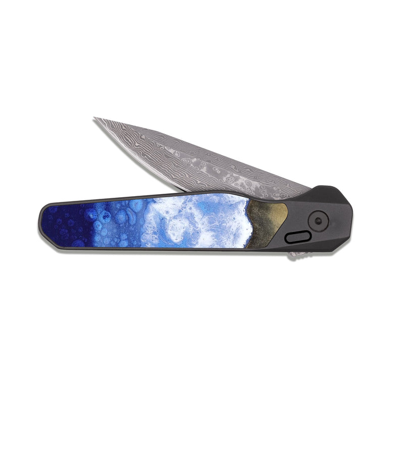EDC Dark Damascus Wood Pocket Knife - Alysa (Coastal, 811688)