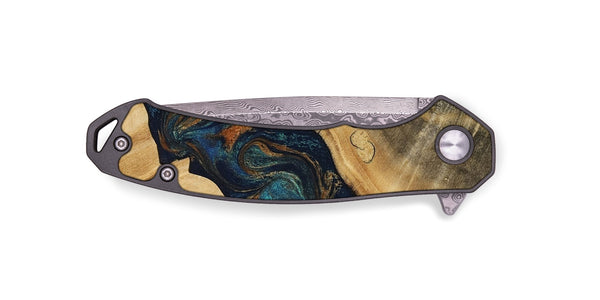 EDC Wood Pocket Knife - Andria (Teal & Gold, 811712)