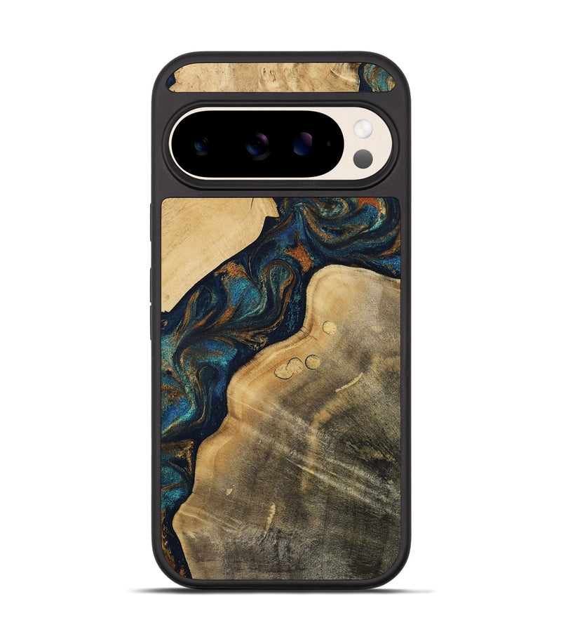 Pixel 10 Wood Phone Case - Andria (Teal & Gold, 811712)