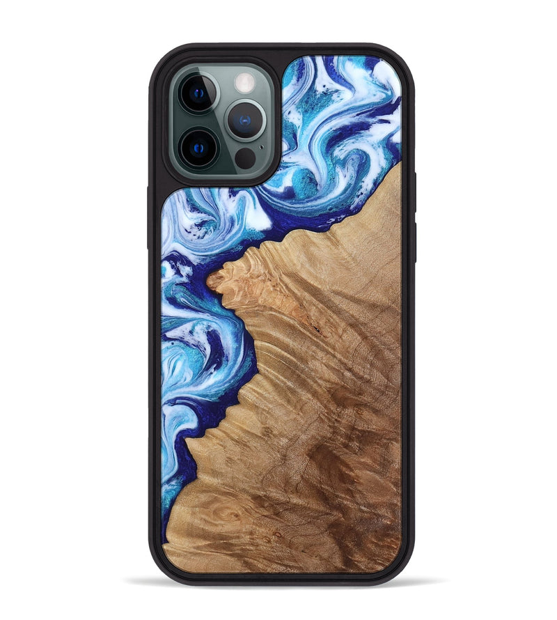iPhone 12 Pro Max Wood Phone Case - Adah (Blue, 811742)