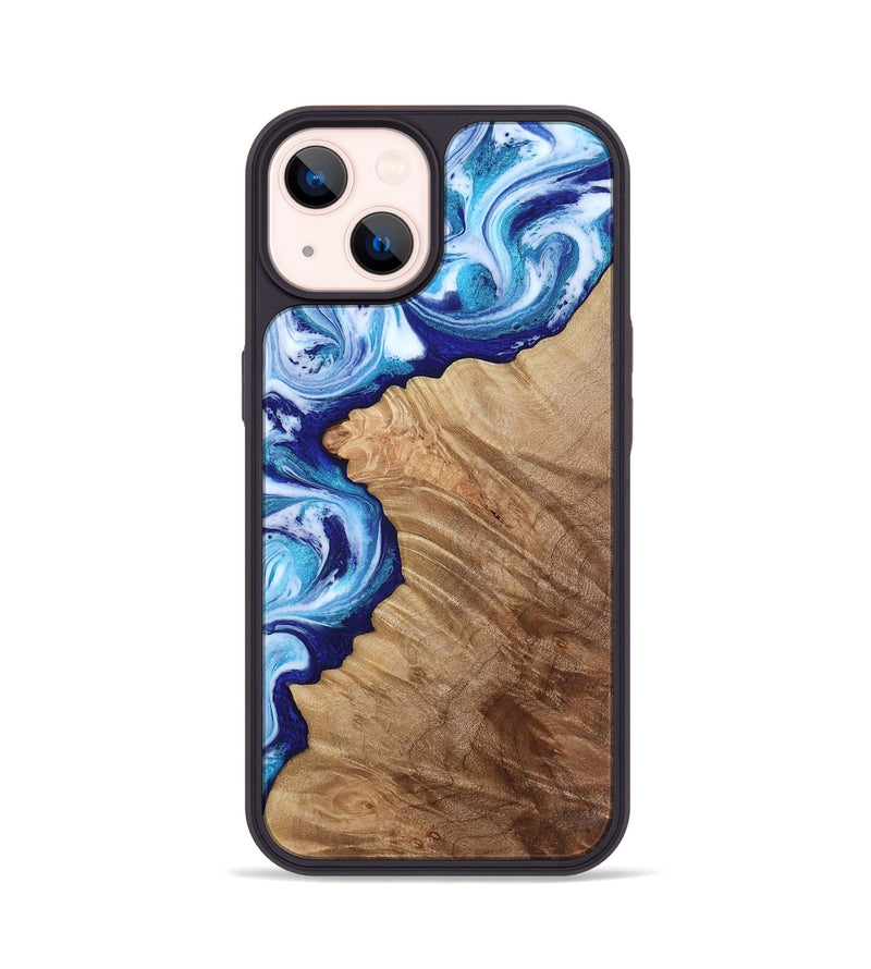 iPhone 14 Wood Phone Case - Adah (Blue, 811742)