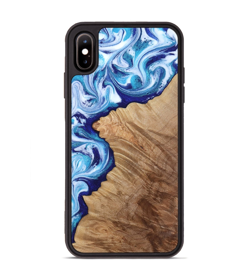 iPhone Xs Max Wood Phone Case - Adah (Blue, 811742)
