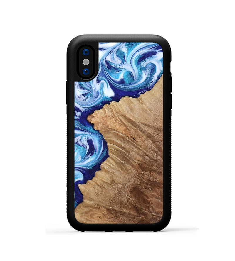 iPhone Xs Wood Phone Case - Adah (Blue, 811742)
