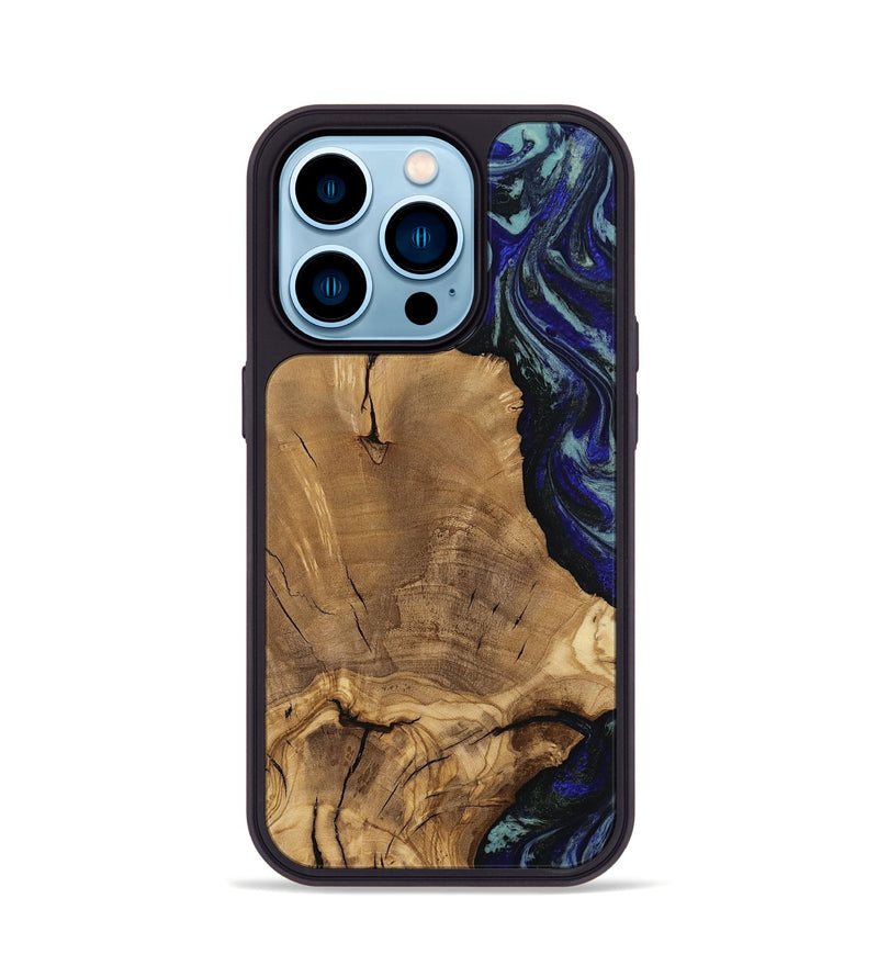 iPhone 14 Pro Wood Phone Case - Dayna (Blue, 811745)