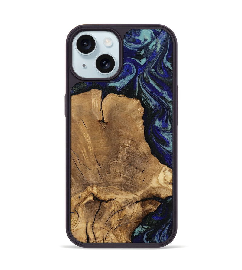 iPhone 15 Wood Phone Case - Dayna (Blue, 811745)