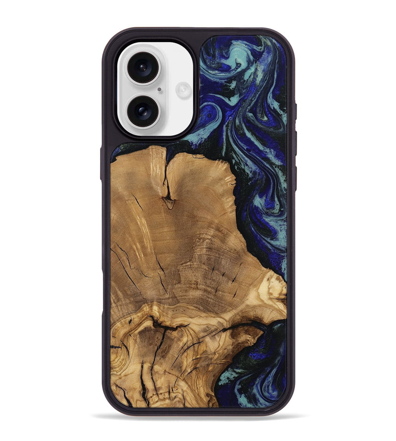 iPhone 16 Plus Wood Phone Case - Dayna (Blue, 811745)