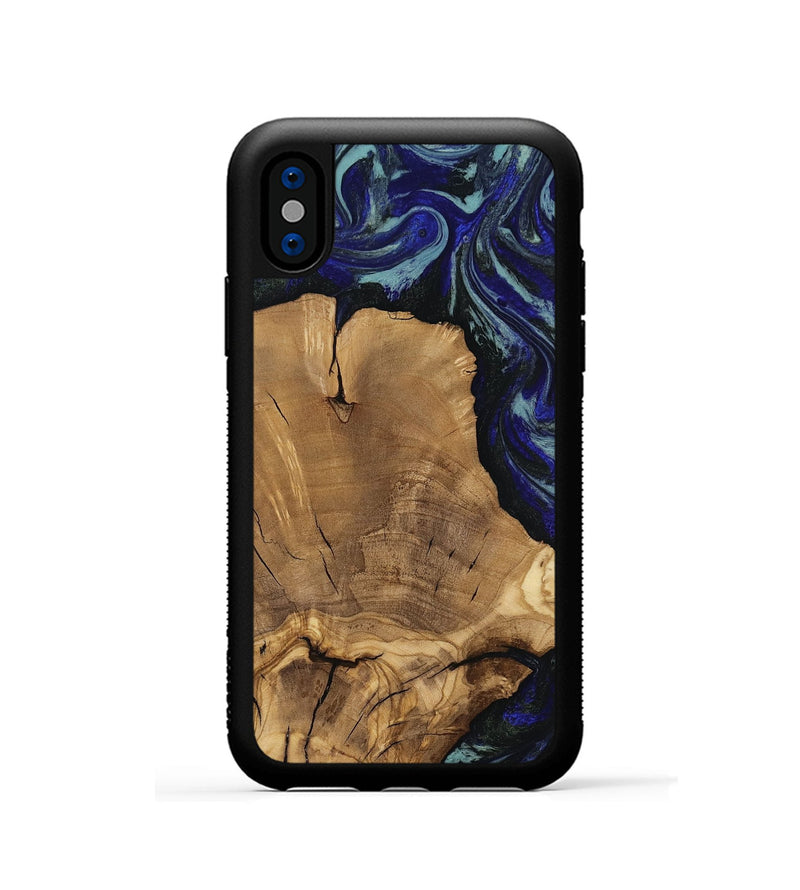 iPhone Xs Wood Phone Case - Dayna (Blue, 811745)