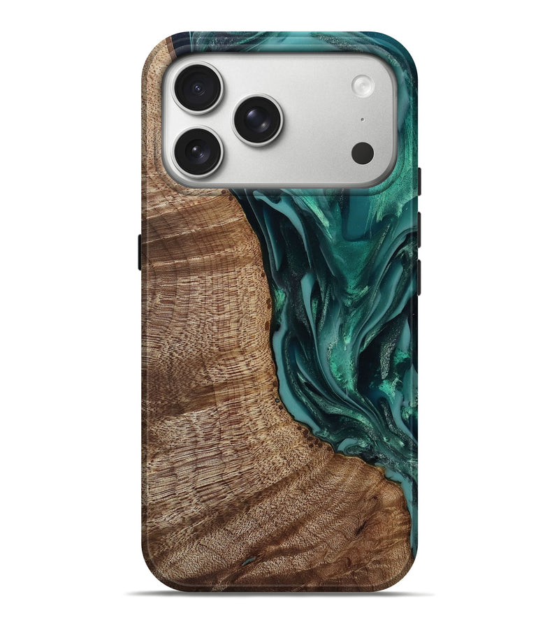 iPhone 17 Pro Max Wood Live Edge Phone Case - Misty (Green, 811792)