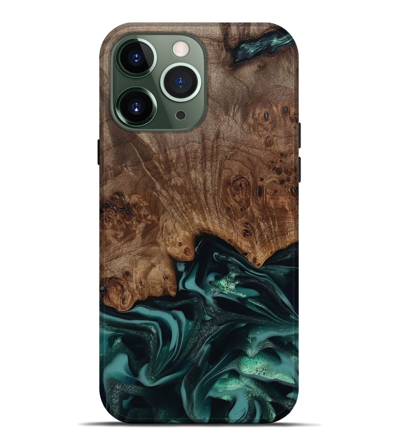 iPhone 13 Pro Max Wood Live Edge Phone Case - Abigail (Green, 811799)