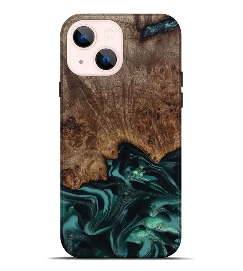 iPhone 14 Plus Wood Live Edge Phone Case - Abigail (Green, 811799)