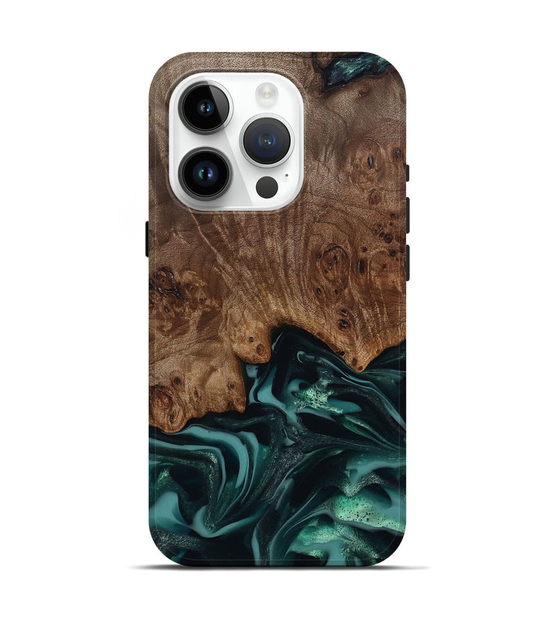 iPhone 15 Pro Wood Live Edge Phone Case - Abigail (Green, 811799)