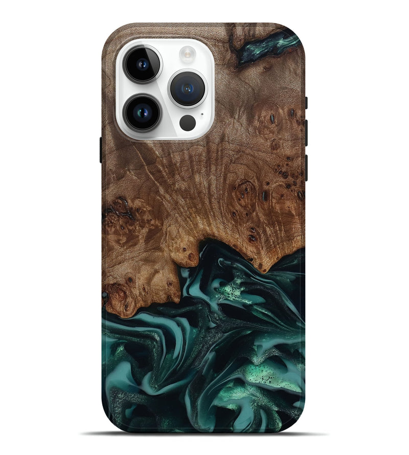 iPhone 15 Pro Max Wood Live Edge Phone Case - Abigail (Green, 811799)
