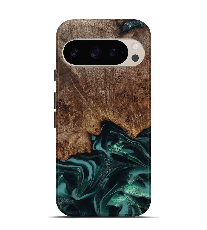 Pixel 9 Pro Wood Live Edge Phone Case - Abigail (Green, 811799)