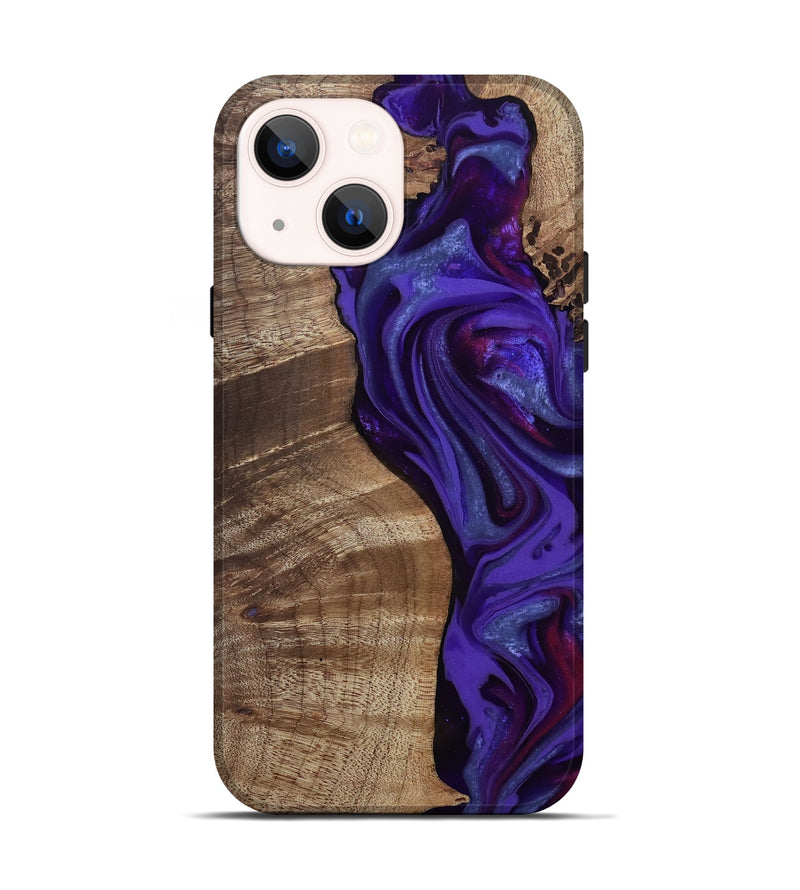 iPhone 14 Wood Live Edge Phone Case - Aric (Purple, 811801)