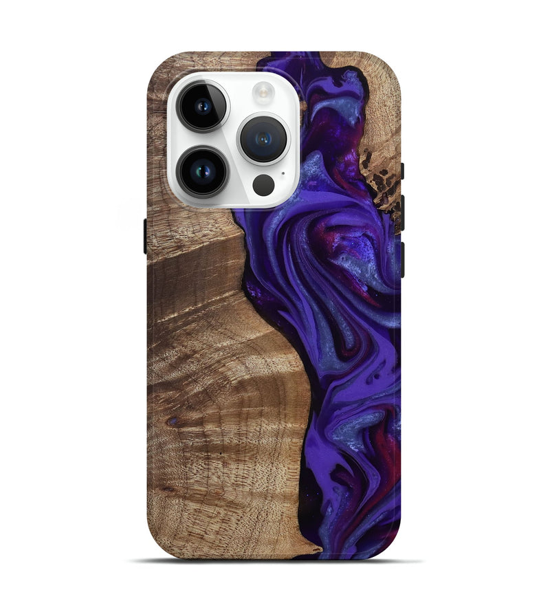 iPhone 15 Pro Wood Live Edge Phone Case - Aric (Purple, 811801)