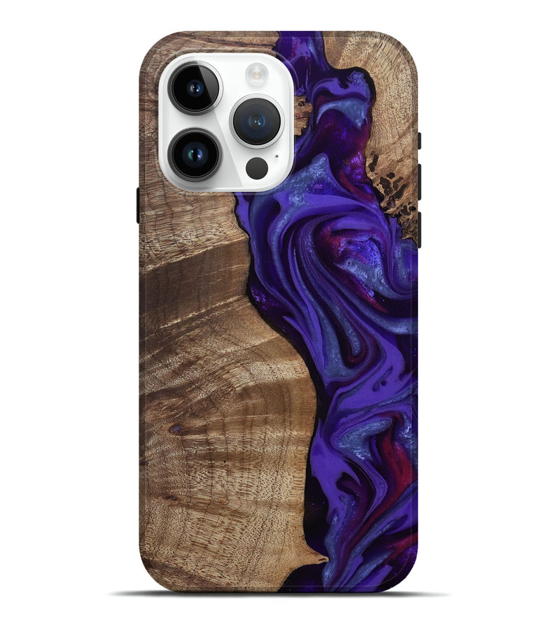 iPhone 15 Pro Max Wood Live Edge Phone Case - Aric (Purple, 811801)