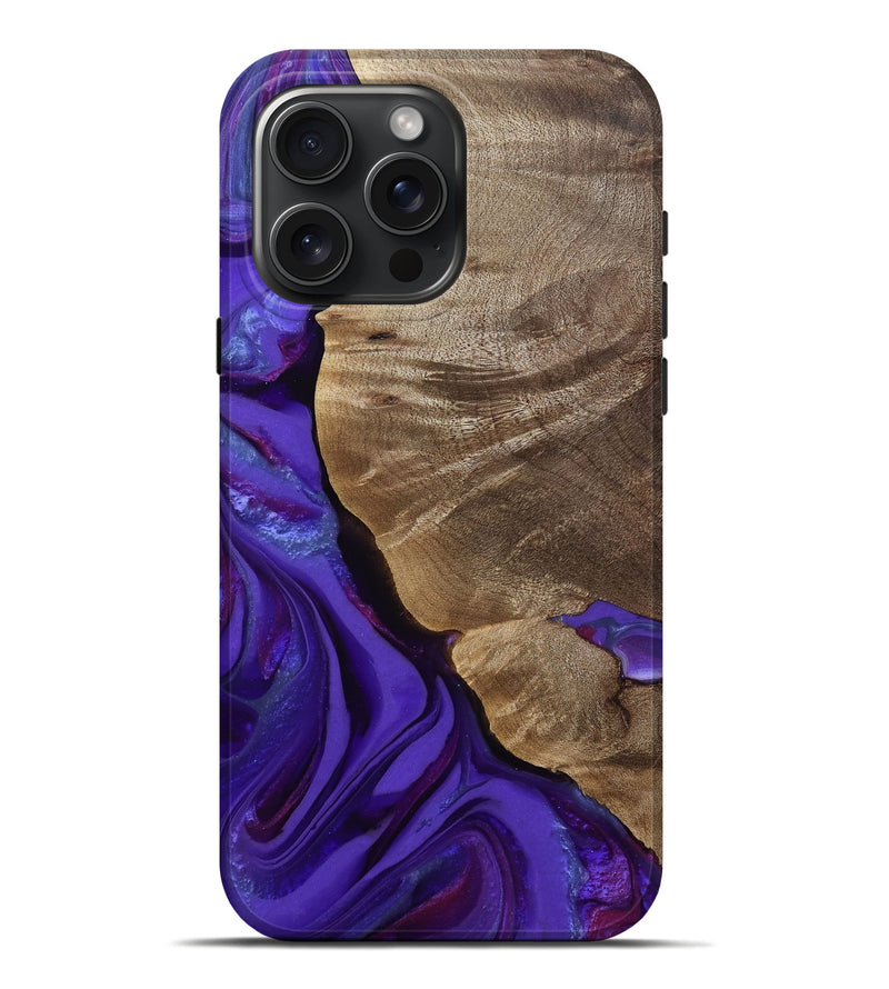 iPhone 16 Pro Max Wood Live Edge Phone Case - Akeem (Purple, 811804)