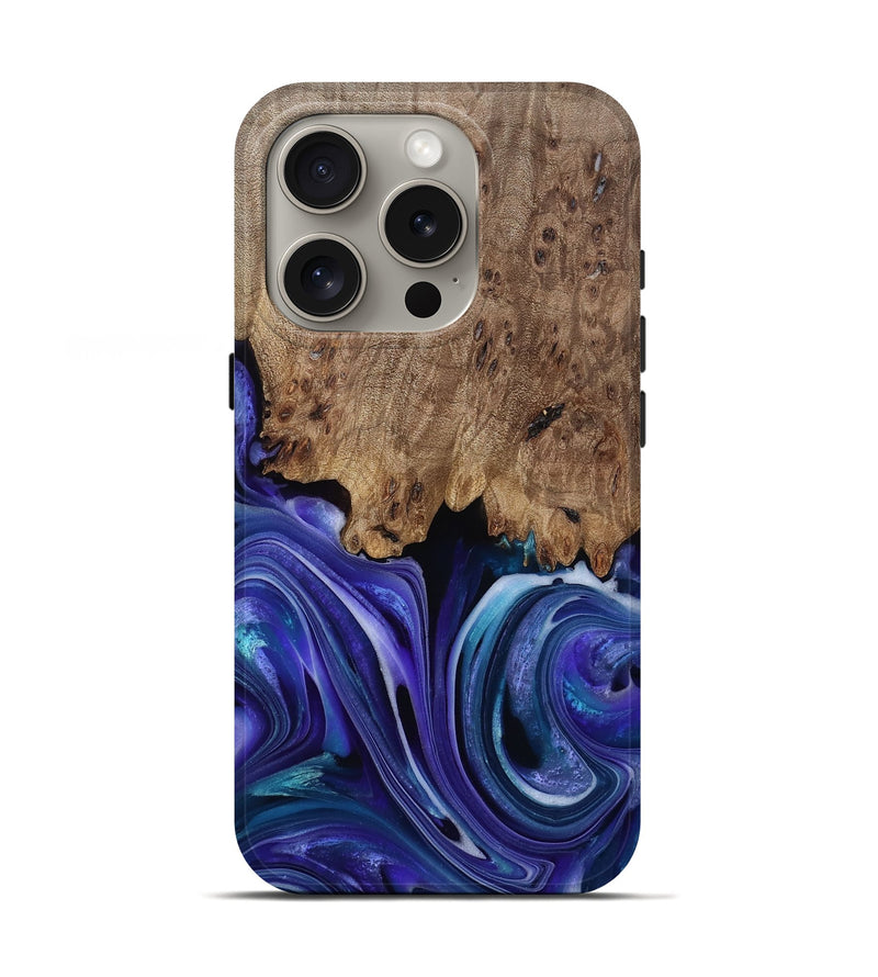 iPhone 16 Pro Wood Live Edge Phone Case - Cicely (Purple, 811807)