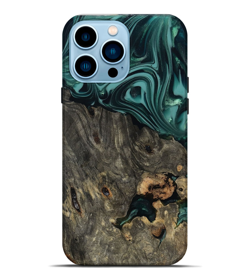 iPhone 14 Pro Max Wood Live Edge Phone Case - Kisha (Green, 811810)