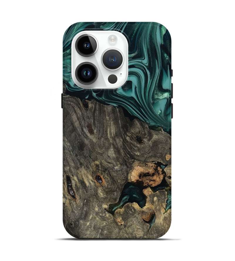 iPhone 15 Pro Wood Live Edge Phone Case - Kisha (Green, 811810)